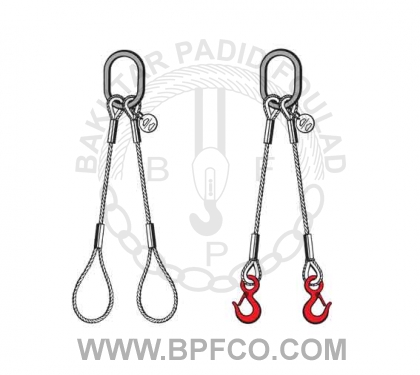 اسلینگ سیم بکسل دو رشته ای wire rope sling acc type1214.1215 --- اسلینگ سیم بکسل تک رشته ای