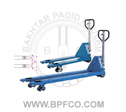 7786Hand pallet trucks with special fork lengths and higher load capacities  manual stacker