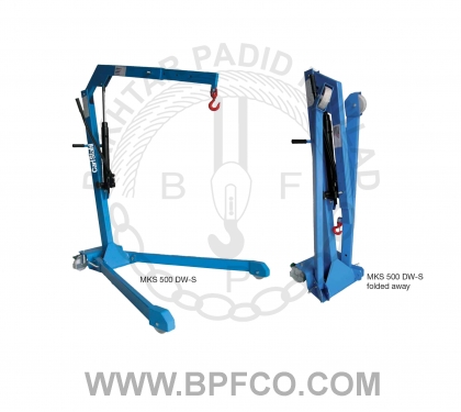 8042Work shop crane with hinged jib arm and V-shoped chassis for occasional use  Workshop cranes