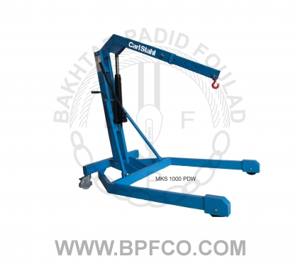 8242Workshop crane collapsible with parallel chassis for work over pallets